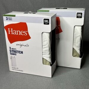 Lot 2 - Hanes Men's‎ 3 Pack Size 3XL Moisture-Wicking Stretch Cool Tank top. 6ct